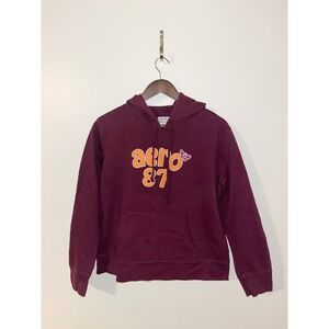 Aeropostale Y2K Aero 87 Butterfly Graphic Hoodie Maroon Burgundy 2000s 90s | L‎
